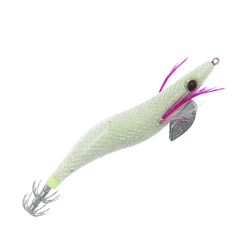 8 unids/lote camarones calamar Jig señuelo de pesca 10,5 cm 13cm aparejos de pesca de gambas luminosos anzuelos para curricán cebo Artificial biónico - imagen 2