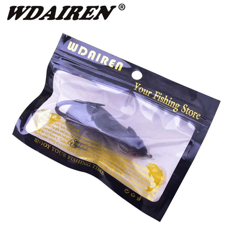 Detalle del señuelo de ratón y del acabado de pintura