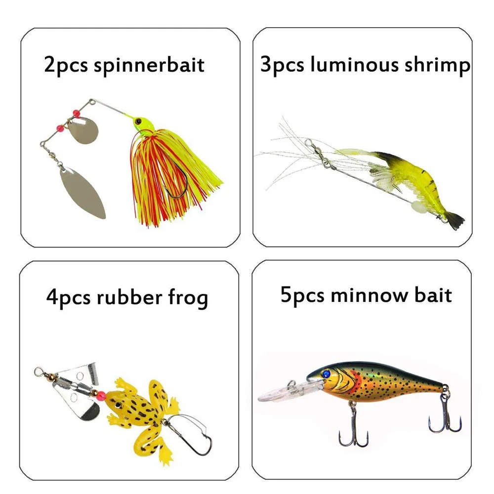 JSM-Kit de Señuelos de Pesca, 200 unids/lote, cebos que incluyen Crankbaits Spinnerbaits, ganchos de plantilla de gusanos de plástico, señuelos giratorios de pesca - imagen 5