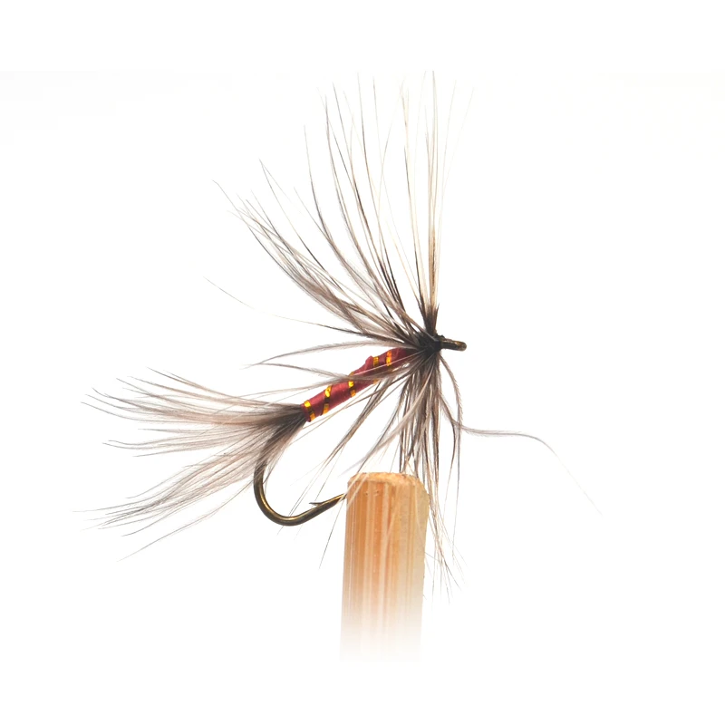 MNFT-SEÑUELOS falsos para pesca, 10 unidades, 12 #, Banda Dorada, bobinado, rojo, barba larga, puede volar trucha - imagen 4