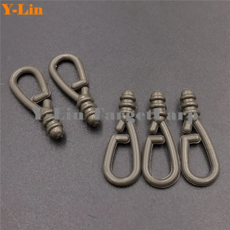 10 unidades de soporte de conector de cambio rápido para pesca de carpa, tornillo de guía de línea verde del ejército, Terminal de plomo, accesorios de aparejos
