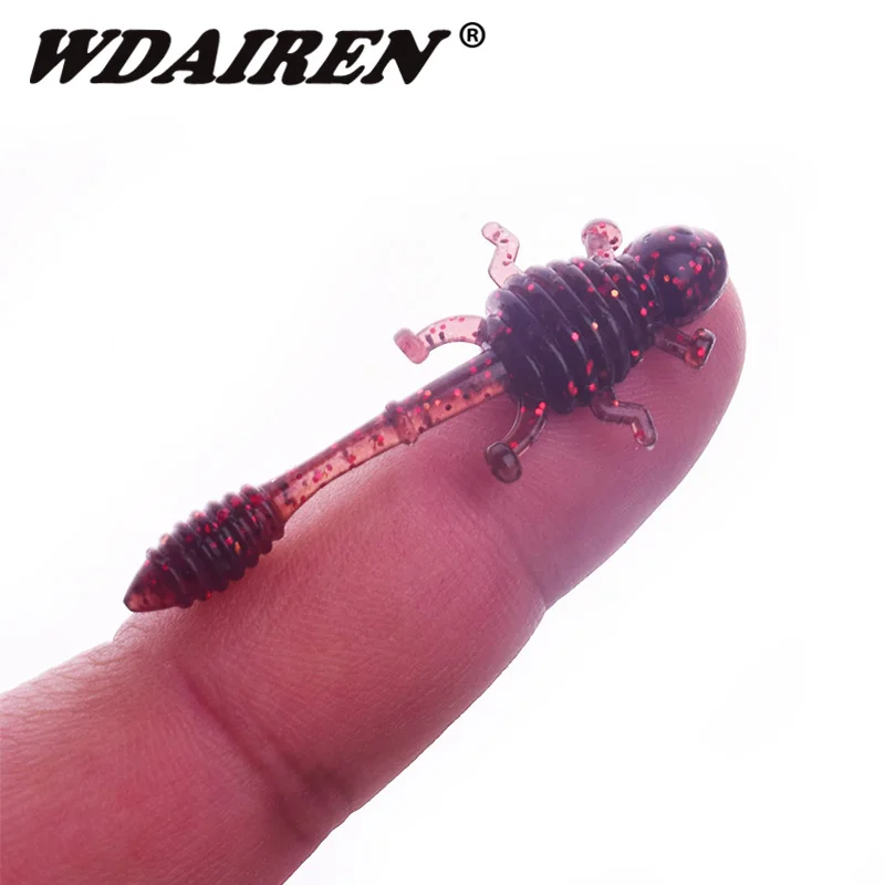 Señuelos de Pesca de 50mm y 1,2g, anzuelos de gusano delineador fácil, Swimbait Artificial de silicona con aroma a sal, cebo suave para carpa, 10 unids/lote - imagen 3