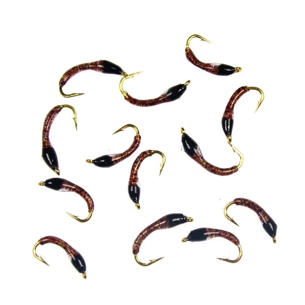 Bimoo 10PCS # 14 # 16 moscas de pesca de trucha con zumbador de ninfa marrón, color UV - imagen 5