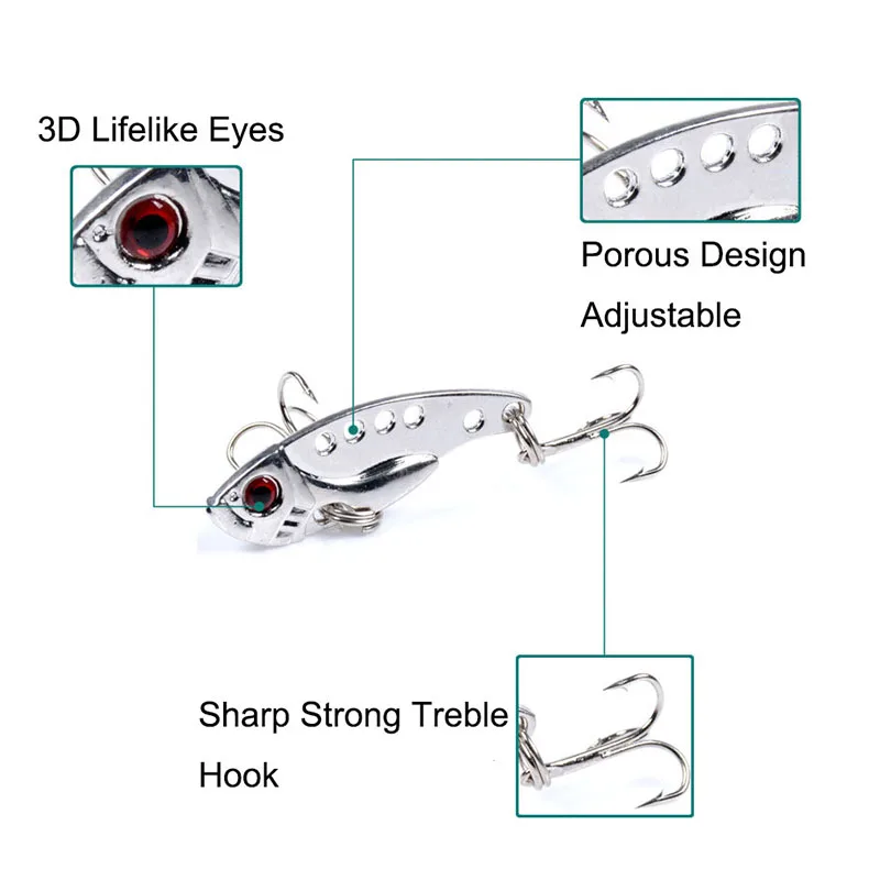1 unids/lote 3,5 cm 3,8g Metal VIB señuelos ojos 3D vibraciones vívidas cuchara señuelo cebo de pesca lubina cebo duro Artificial señuelo de cigarra - imagen 4