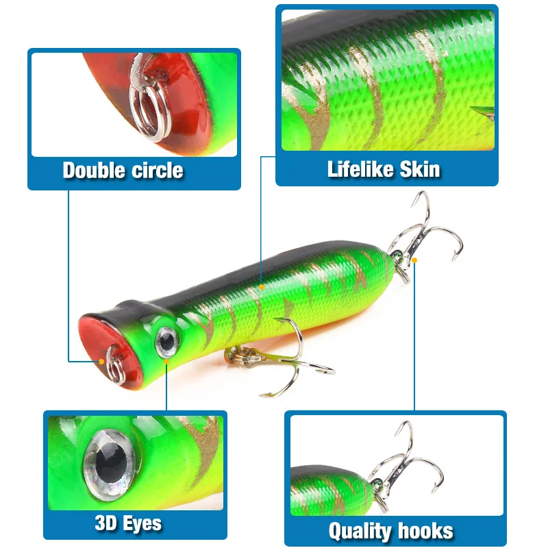 Anzuelos artificiales de 8,5 cm, 11g, 6 #, aparejos de pesca, señuelo Popper, Wobbler, Crankbait de agua superior para invierno, 1 ud. - imagen 5