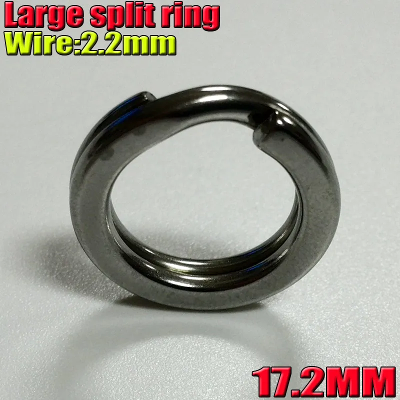 Anillos grandes de pesca divididos, tamaño: alambre, 2,2mm, diámetro exterior, 17,2mm, cantidad: 20 unids/lote, acero inoxidable 304, novedad de 2018 - imagen 3