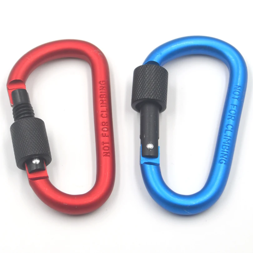 MNFT-bolsa de pesca de aleación de aluminio con mosquetón de bloqueo seguro, hebilla de seguridad tipo D, herramientas para peces, mosquetón, hebilla colgante para escalada, 1 Uds. - imagen 4