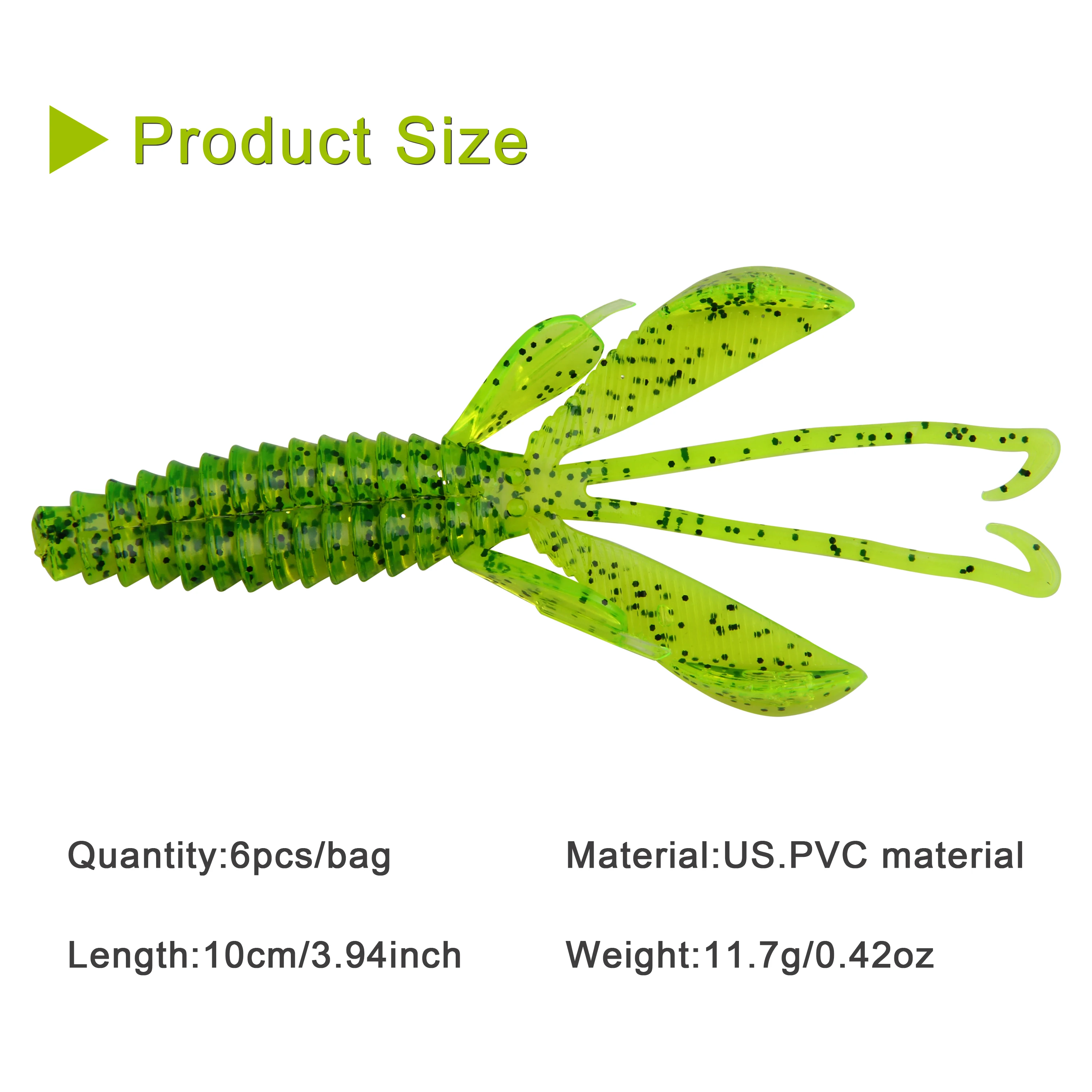 Señuelo de pesca de 10cm y 11,7g, plantilla de langosta Artificial suave, aparejos de pesca Texas, cebo para lubina, bagre, gusano, camarón, 18 unids/lote - imagen 2