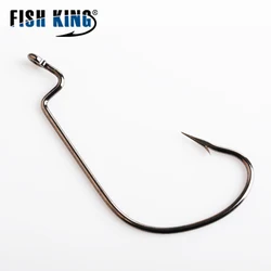 FISH KING Anzuelos offset – Acero carbono para lubina y bass