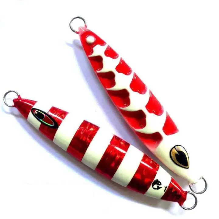 7 piezas luminosa llevar plantilla Wobblers 30g 40g 60g 100g 120g de pesca de mar profundo de Metal señuelo de Metal con cuchara de cebo duro - imagen 5