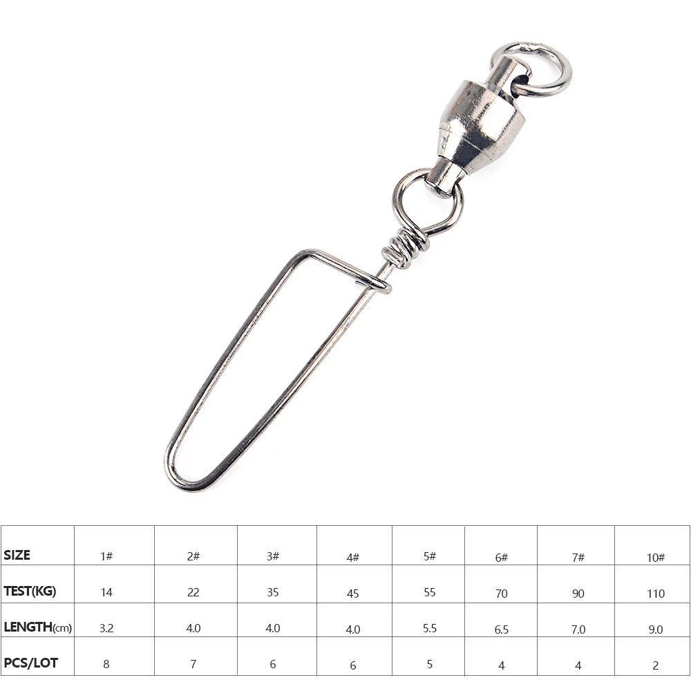 NGB 2-8PCS Ball Bearing Fishing Swivel With Coast Look Snap Fishing 1#-10# Lure Connector Terminal Fishing Accessories - imagen 3