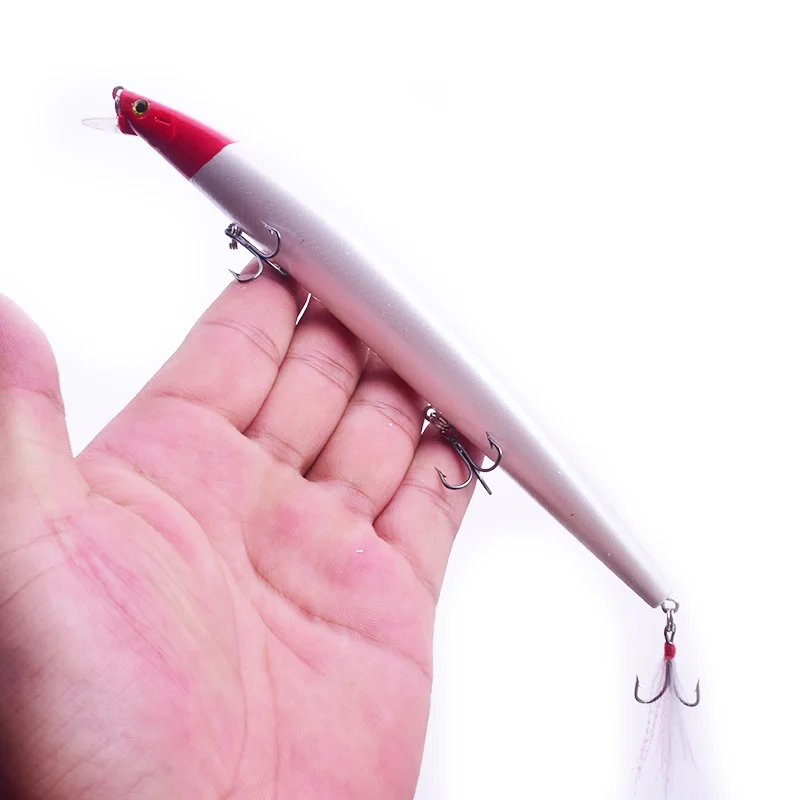 Señuelos de Pesca de pececillos grandes, cebos duros artificiales de 185mm y 22g, con plumas, Isca, 1 unidad - imagen 5