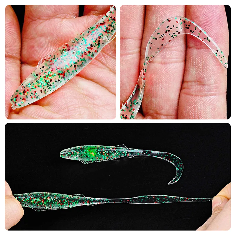 Señuelos de Pesca blandos de plástico artificial, 9,5 cm/4g, isca, cola circular, gusano, aparejos, Wobblers, cebo de silicona, 10 unids/lote - imagen 4