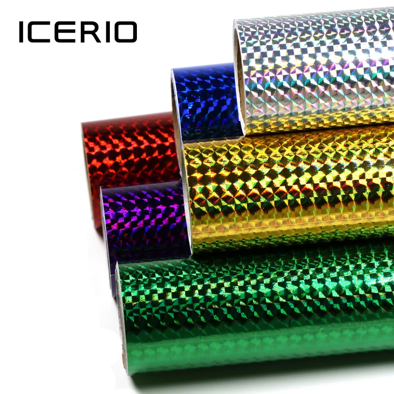 ICERIO, 1 rollo, plantilla de construcción de señuelos, piel de calamar, película adhesiva holográfica, pegatina, cinta Flash, calcomanía de cebo Sabiki, Material de atado de moscas