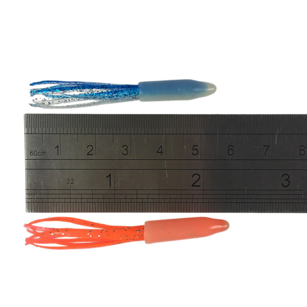 10 Uds 5cm 2 pulgadas señuelo suave luminoso silicona pulpo calamar Señuelos de pesca brillo cebos artificiales falda señuelos - imagen 4