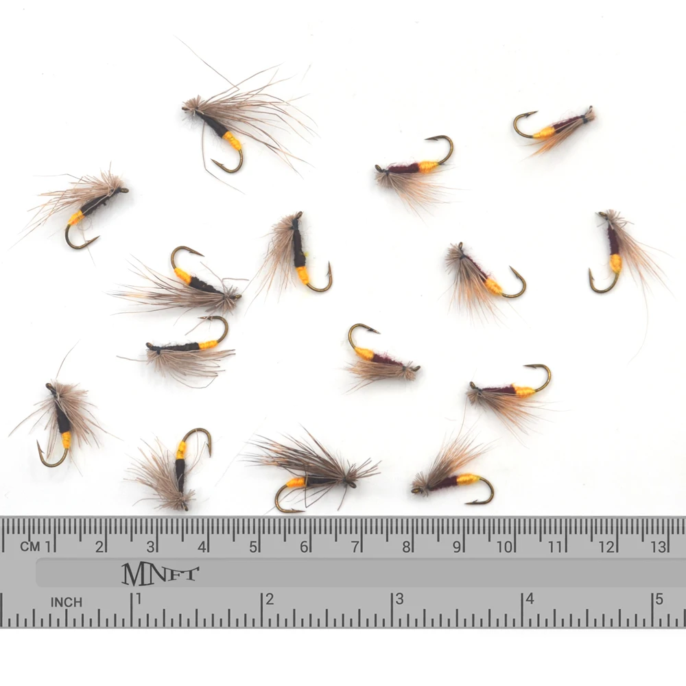 MNFT 10 Uds vientre amarillo Caddis marrón señuelo seco trucha ninfa anzuelo de pesca con mosca # 10 señuelos de cebo con moscas marrones artificiales - imagen 5