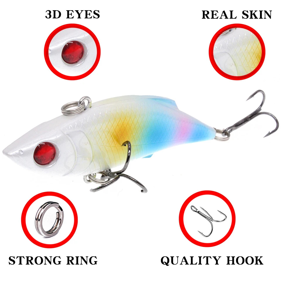 Wokotip-SEÑUELOS con ojos 3D, cebos con manivela, VIB, pesca dura, señuelo de hundimiento de mimbre, gancho de Vibra - imagen 4