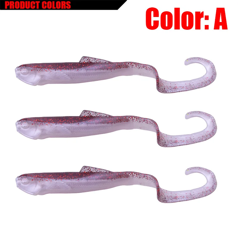 Anzuelo de pesca de 10cm y 8,5g, cebos blandos para Sábalo, carpa, Iscas, dos tonos de silicona Artificial, gusano vivo, aparejos de pesca, 3 unids/lote - imagen 4