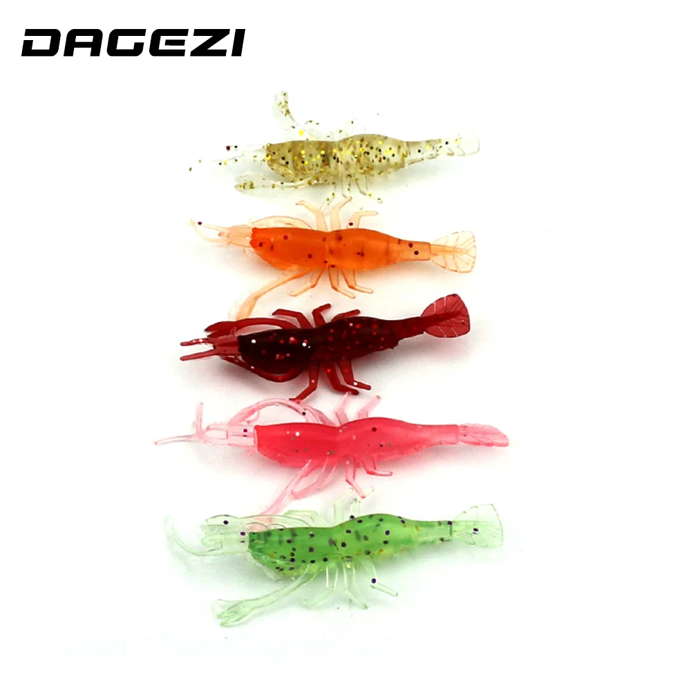 DAGEZI-señuelo Artificial para Pesca con mosca, cebo suave de Camarón, 8cm/3,6g, 5 unids/lote - imagen 2