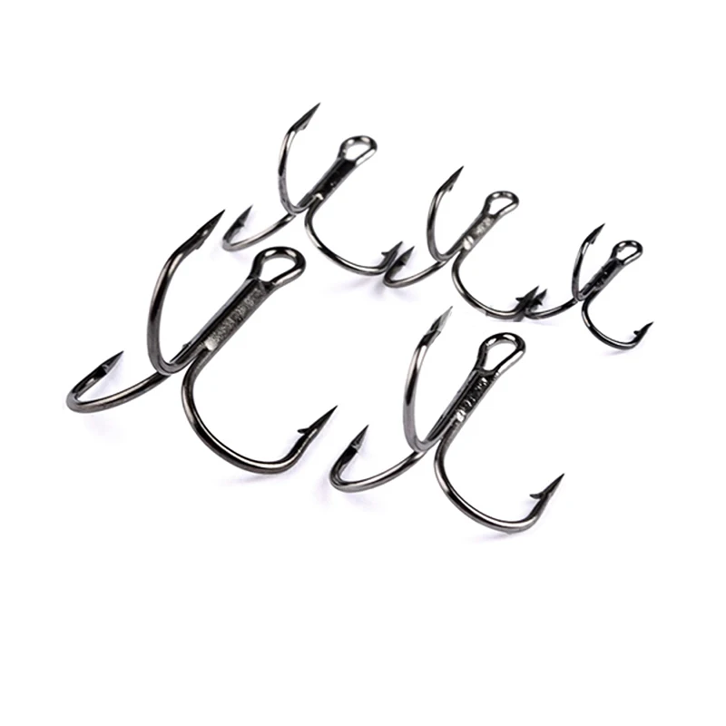 Anzuelos de pesca triples de níquel, anzuelos de acero de alto carbono con púas, anzuelos triples súper afilados, accesorios de aparejos de mar con caja, 20 Uds. - imagen 3