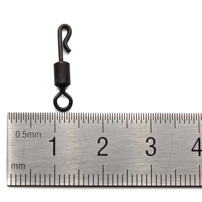 Eslabones de cambio rápido para pesca de carpa, pieza de cuerpo largo en forma de Q, Color negro mate, tamaño 8, 100 unidades - imagen 4