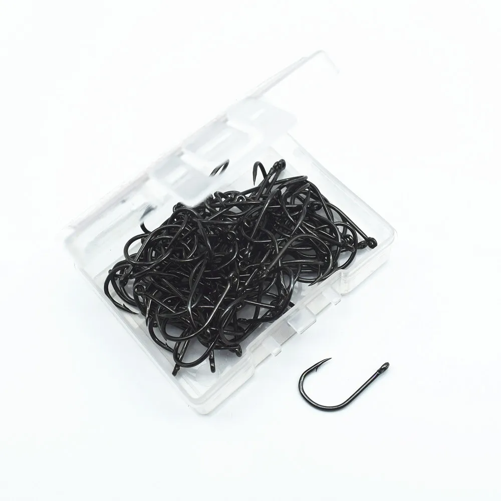 1000 piezas mezcladas de 10 tamaños 3-12 # con caja, cebo de pesca de carpa de acero al carbono, anzuelos de púas afilados - imagen 3