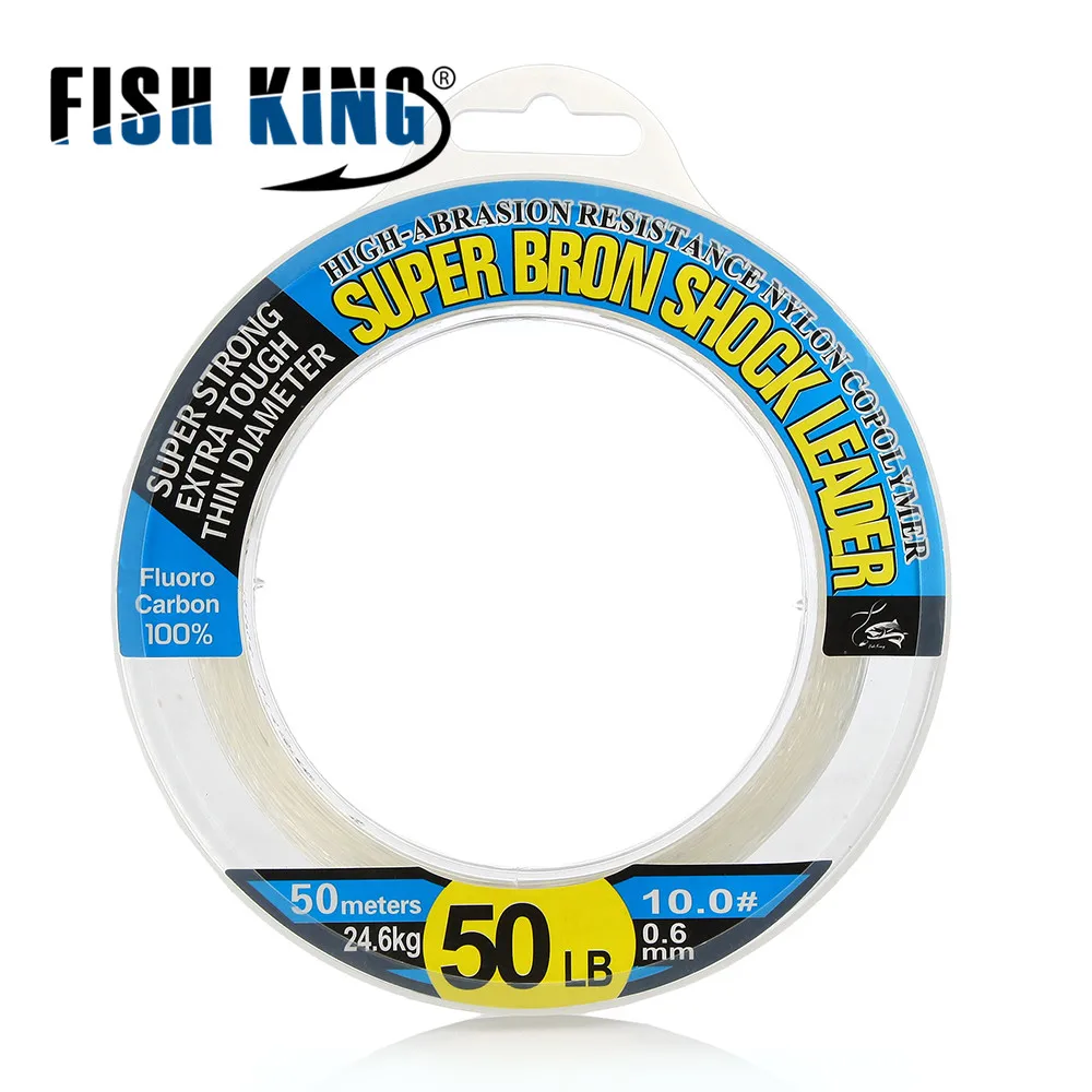 FISH KING 100% Material japonés líneas de pesca de fluorocarbono 50M línea líder de fibra de carbono 10-50LB hundimiento rápido para pesca de carpa - imagen 3