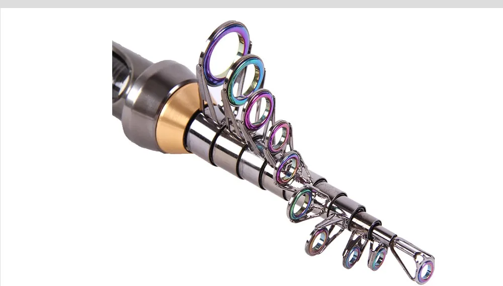 Caña de pesca compacta y versátil con diseño plegable para un fácil almacenamiento