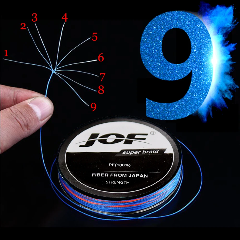 JOF-sedal de pesca trenzado de 9 hebras, 8 hebras, 1000M, 500M, 300M, PE, tejido para agua salada - imagen 4