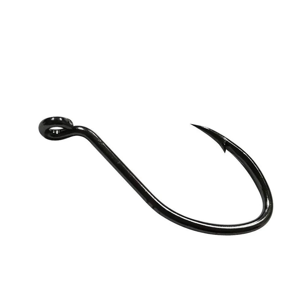 Hyaena-anzuelos de pesca con forma de pez gato, 50 unidades por lote, 10 #- 8/0, Círculo de flexión hacia dentro, negro, Offset, gran espacio, caña corta - imagen 4