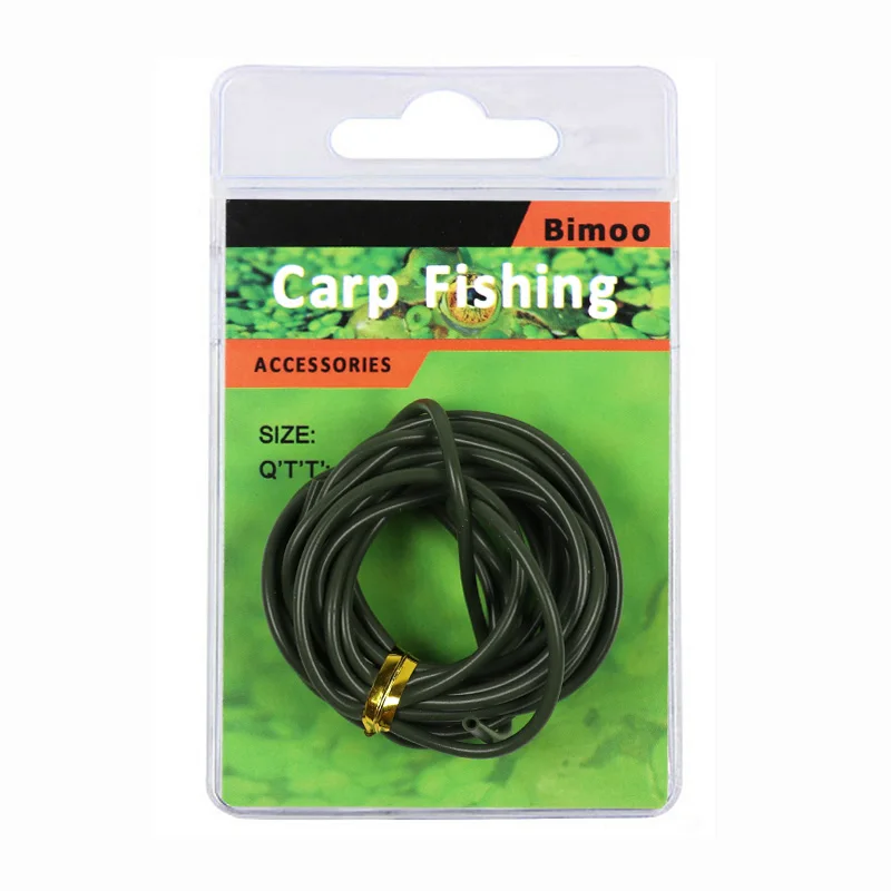 Bimoo-aparejo flotador de pesca de carpa, gancho de aparejo de pelo de tubo de silicona, Camuflaje verde, 2mm, manga de goma, 2 m/paquete - imagen 5