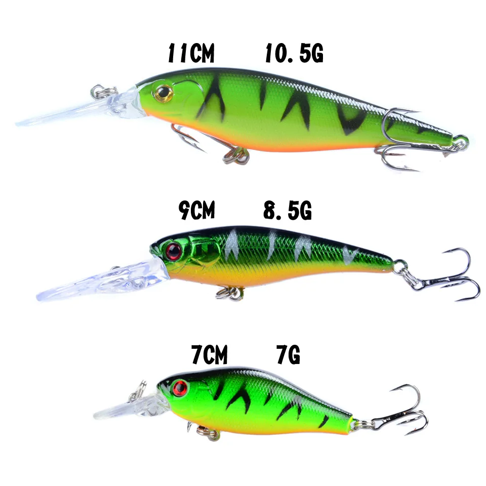 LEOSPORT 3 unids/lote 11 cm/10,5g 9cm/8,5g 7cm/7g Minnow Wobblers señuelo de pesca Crankbait duro - imagen 2