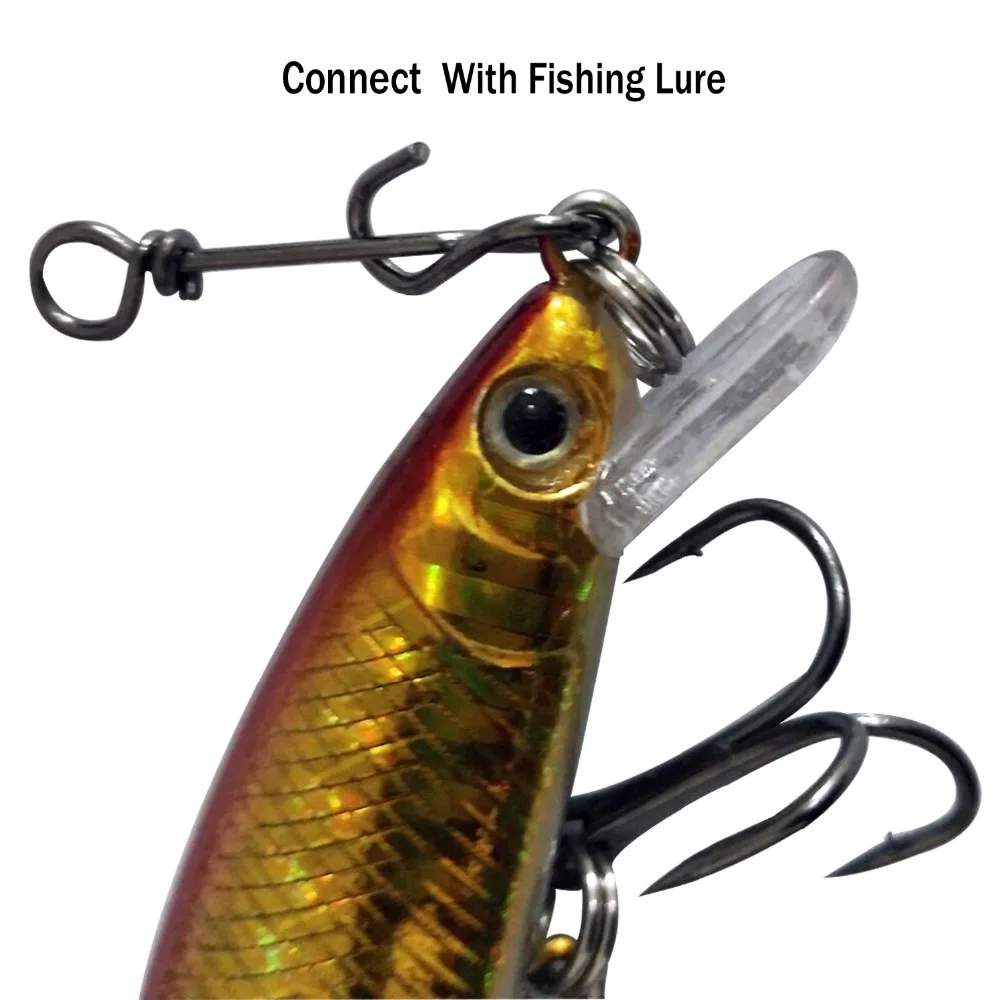 Conector de pesca de acero inoxidable, 100 Uds., bloqueo de Clip rápido, anillos sólidos giratorios, broches de seguridad, herramienta para anzuelo de pesca - imagen 4