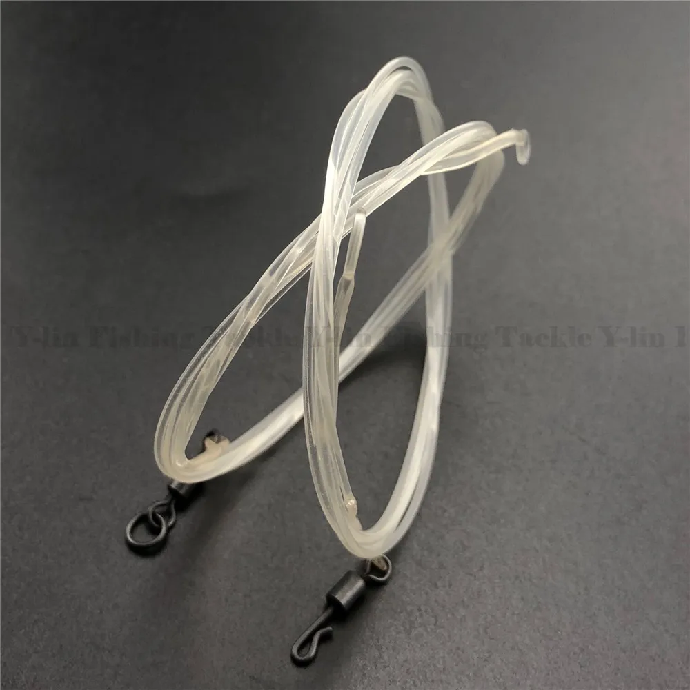 Enlace de gancho de fluorocarbono de 1M, 35LB, Color claro, líder sin plomo de carpa con anillo flexible, cambio rápido, núcleo de plomo giratorio, bucle líder - imagen 5