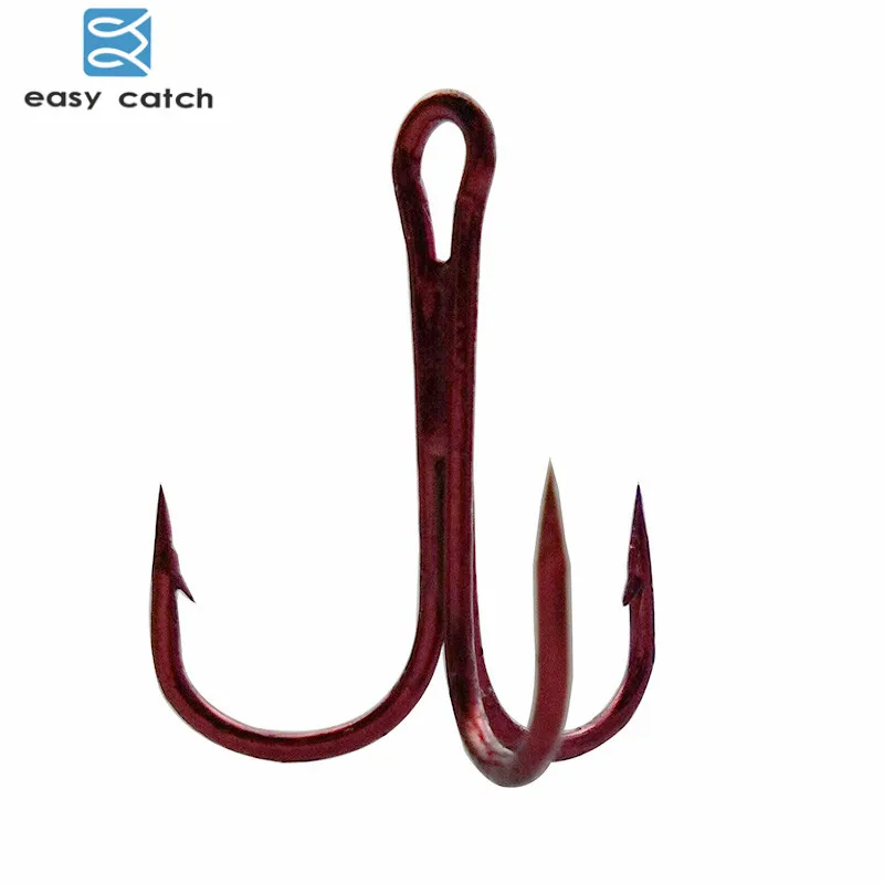 Easy Catch-anzuelos de pesca triples, 100 unidades, anzuelos de pesca Rojos Pequeños, redondos, doblados, triples, duros, cuchara, tamaño 2 4 6 8 10 12 14 - imagen 4