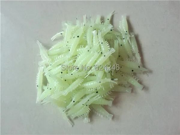 JYJ100pcs 4cm plástico suave mini luminoso pequeño señuelo de camarones, pesca de camarones suave, señuelo de camarones suaves aparejos de pesca - imagen 5