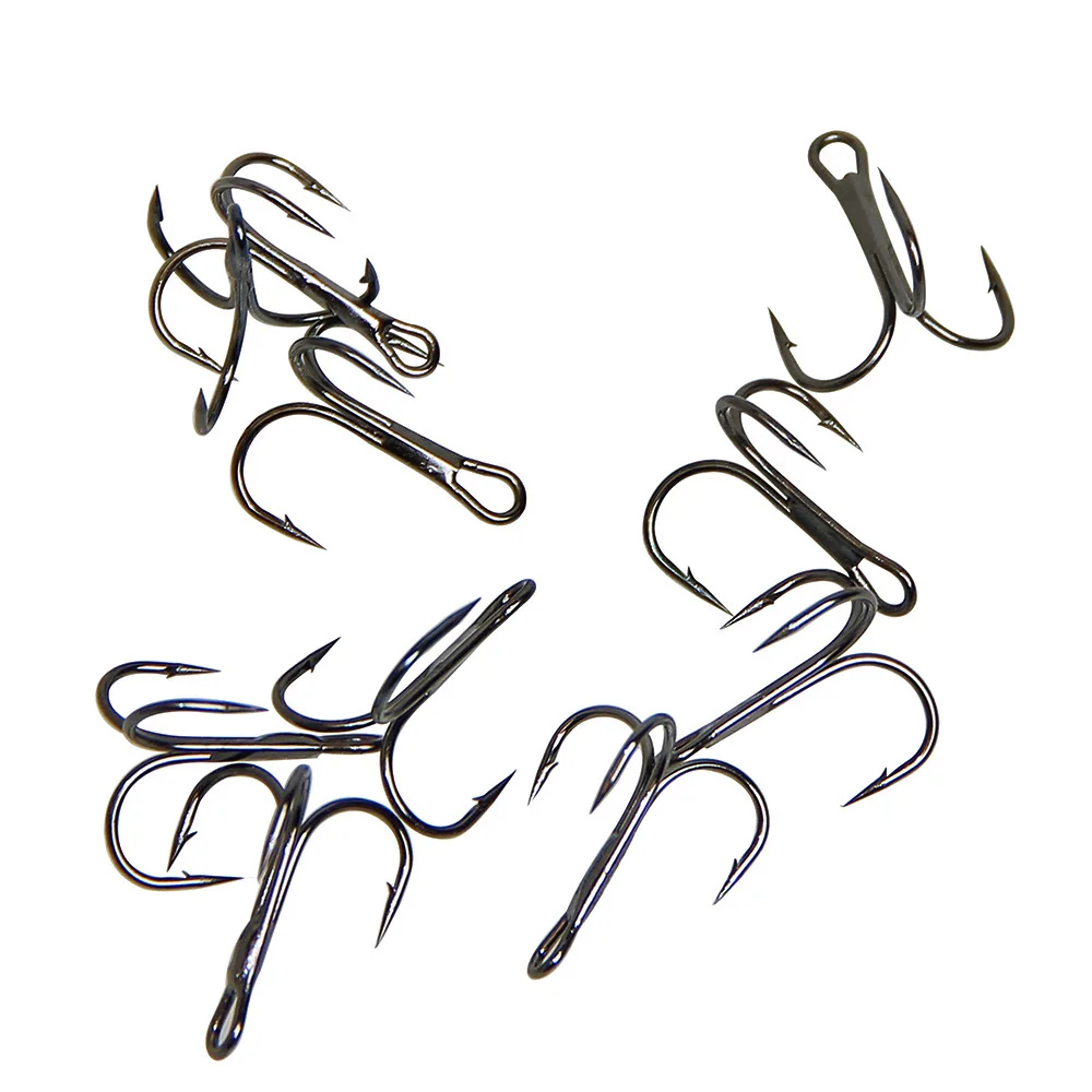 JSM-anzuelos de pesca triples de acero al carbono para señuelo duro, anzuelos redondos doblados, señuelos artificiales triples, 50 unids/lote por caja - imagen 3