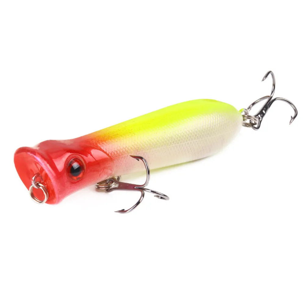 1 Uds. Señuelo de pesca Popper de calidad con 6 #   Ganchos 8cm 11,5g Topwater flotante Crankbait cebo Artificial carpa lubina 10 colores - imagen 5
