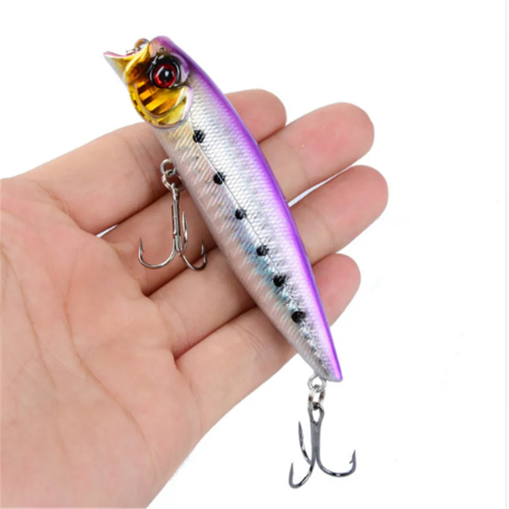 Señuelos de Pesca Popper, cebo duro de pesca Topwater de 9,2 cm/11,5g, 5 colores disponibles, cebo Crankbait Wobbler de plástico para peces Swimbait, 1 ud. - imagen 3