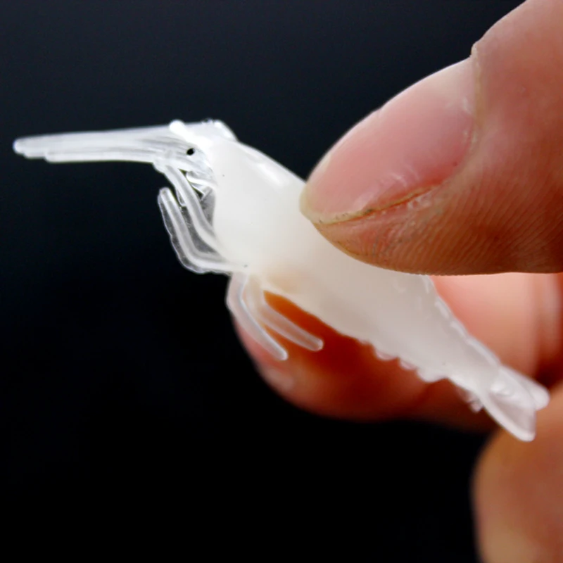 Señuelo de pesca suave, cebo Artificial de silicona para Camarón, olor a gambas, luminoso, 4,5 cm, 1g, X379, 10 unidades por lote - imagen 5