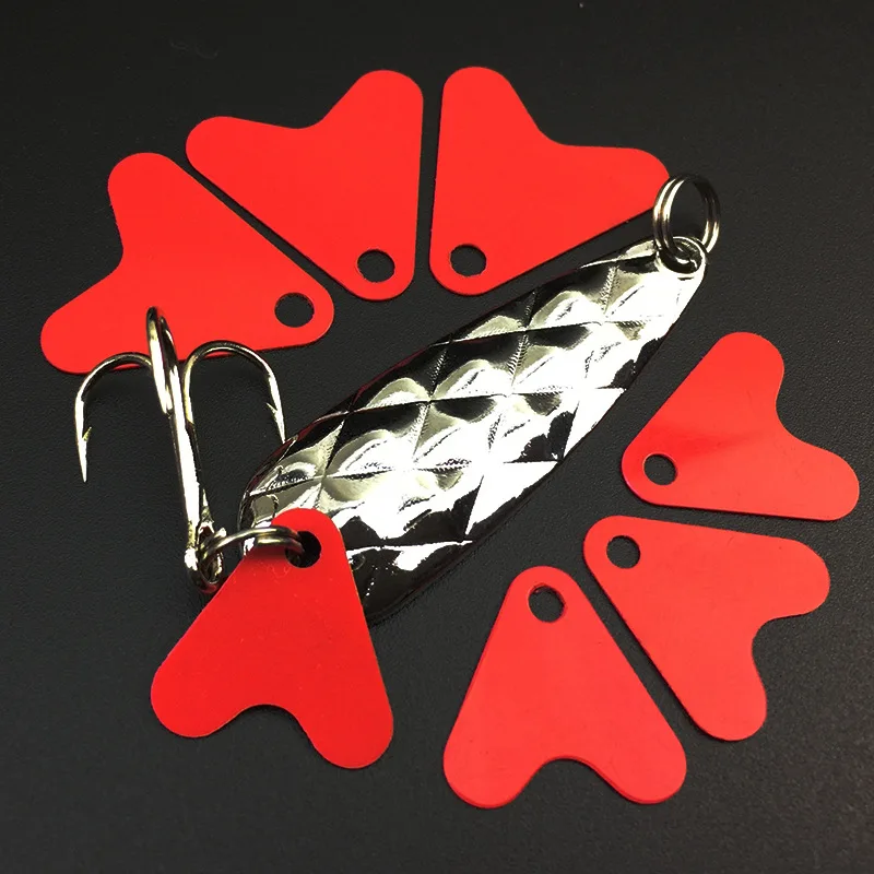 100 unids/lote de plástico con forma de corazón rojo, accesorio de lentejuelas de 21mm y 16mm para cebo, cuchara, gancho de señuelo de pesca - imagen 2