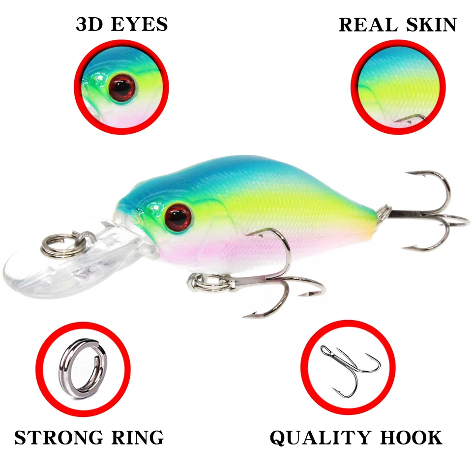 Señuelo Crankbait Wobblers, anzuelos artificiales duros de alta calidad, 10 colores diferentes, 70mm/8g, novedad - imagen 4