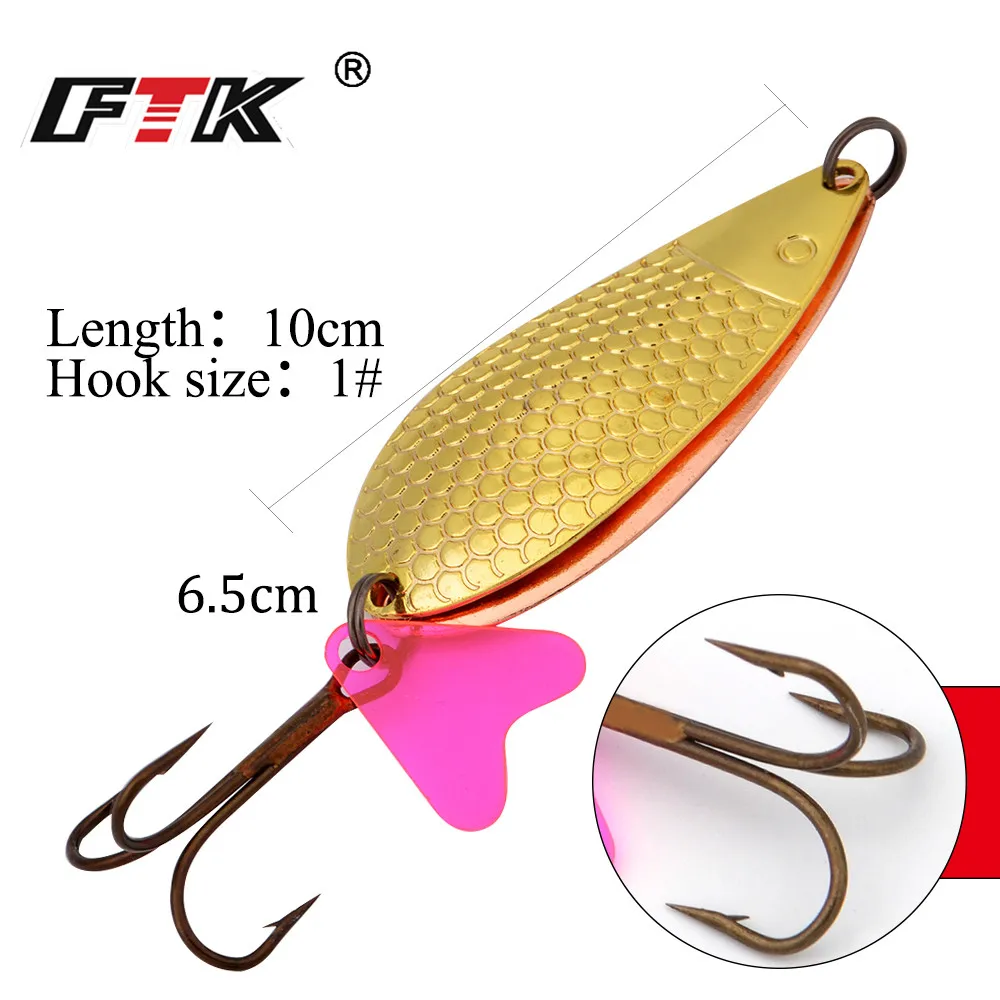 FTK-señuelo de pesca biselado, cebo de manivela, anzuelo triple, cuchara de alambre, 18g, 1 unidad - imagen 2