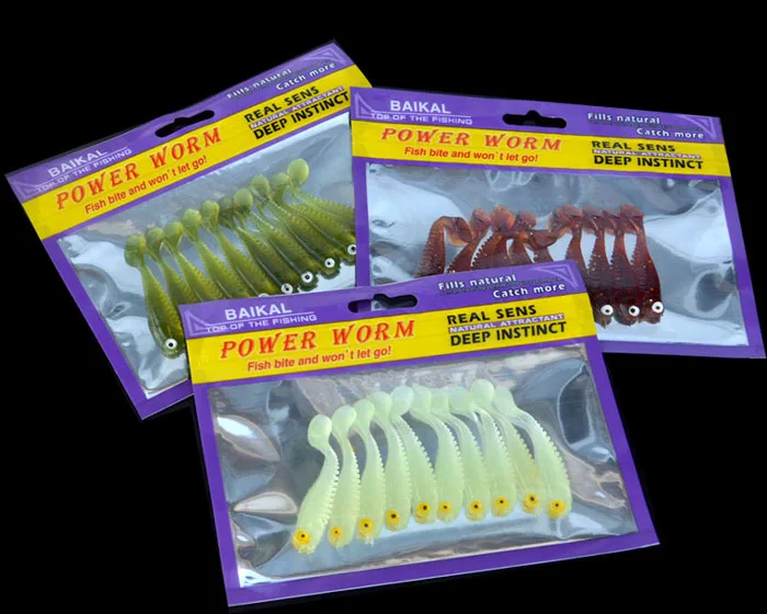 Señuelos artificiales blandos de pez pequeño, 5cm, olor a pescado, verde, morado, brilla en la oscuridad, gusano, 10 unidades por bolsa - imagen 3
