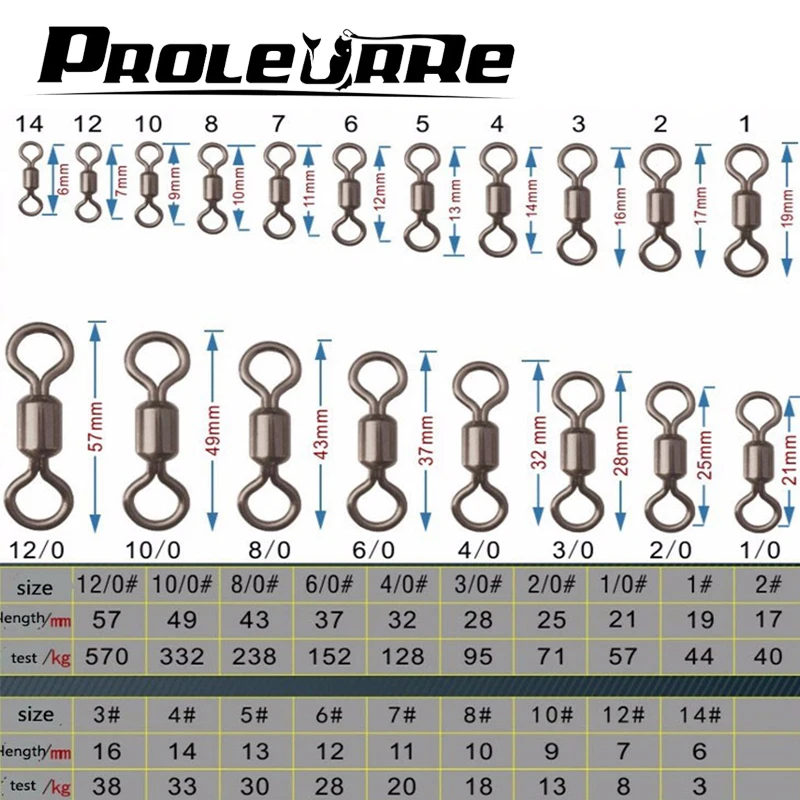 Accesorios de aparejos de pesca de anillo giratorio americano, conector profesional excelente de cobre, 100 unids/lote, 8 - imagen 3
