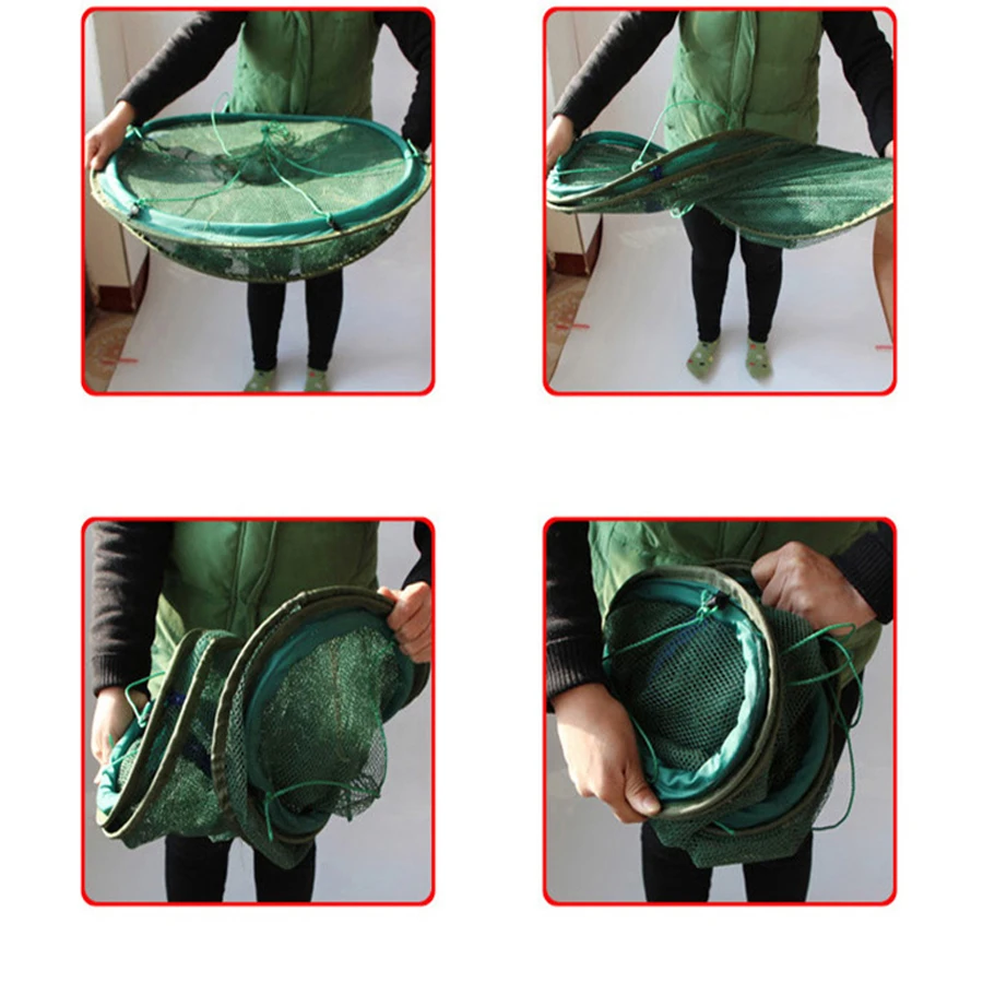 Trampa automática para pesca con mosca, jaula de doble capa con 15 agujeros para camarones, cebos de cangrejo, Schepnet Minnow, malla fundida, herramientas T4 - imagen 5