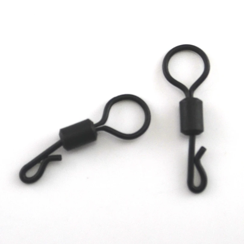 MNFT 20 piezas aparejos de pesca Snap Big Eye pesca de carpa giratorios de cambio rápido en forma de Q alargar materia conectores de pesca de Color negro - imagen 3