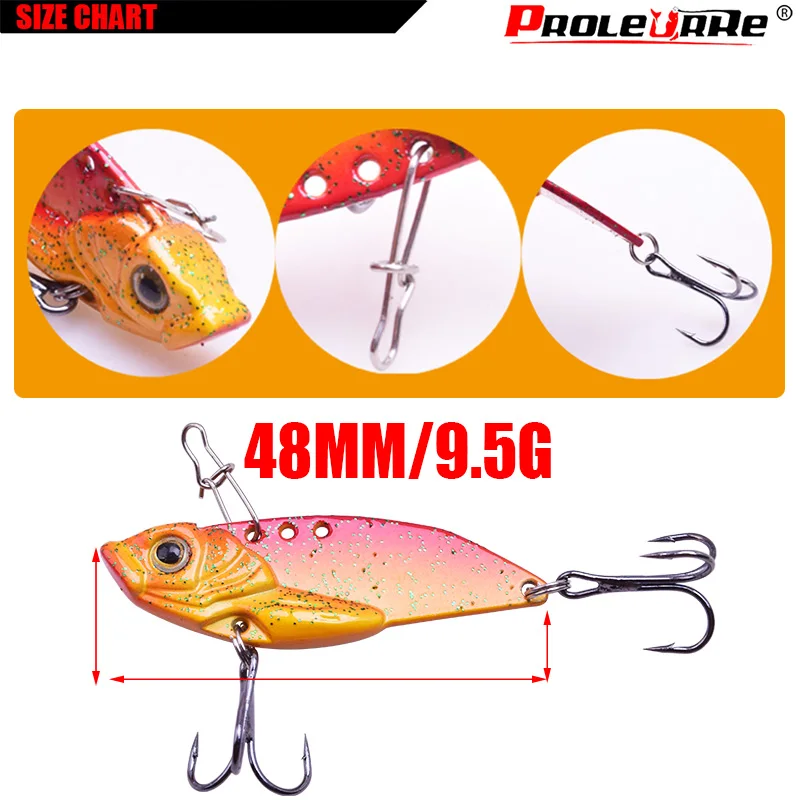 Señuelo de Pesca de Metal VIB, cebo duro Artificial de 4,8 cm y 9,5g, con vibración vívida, 1 unidad