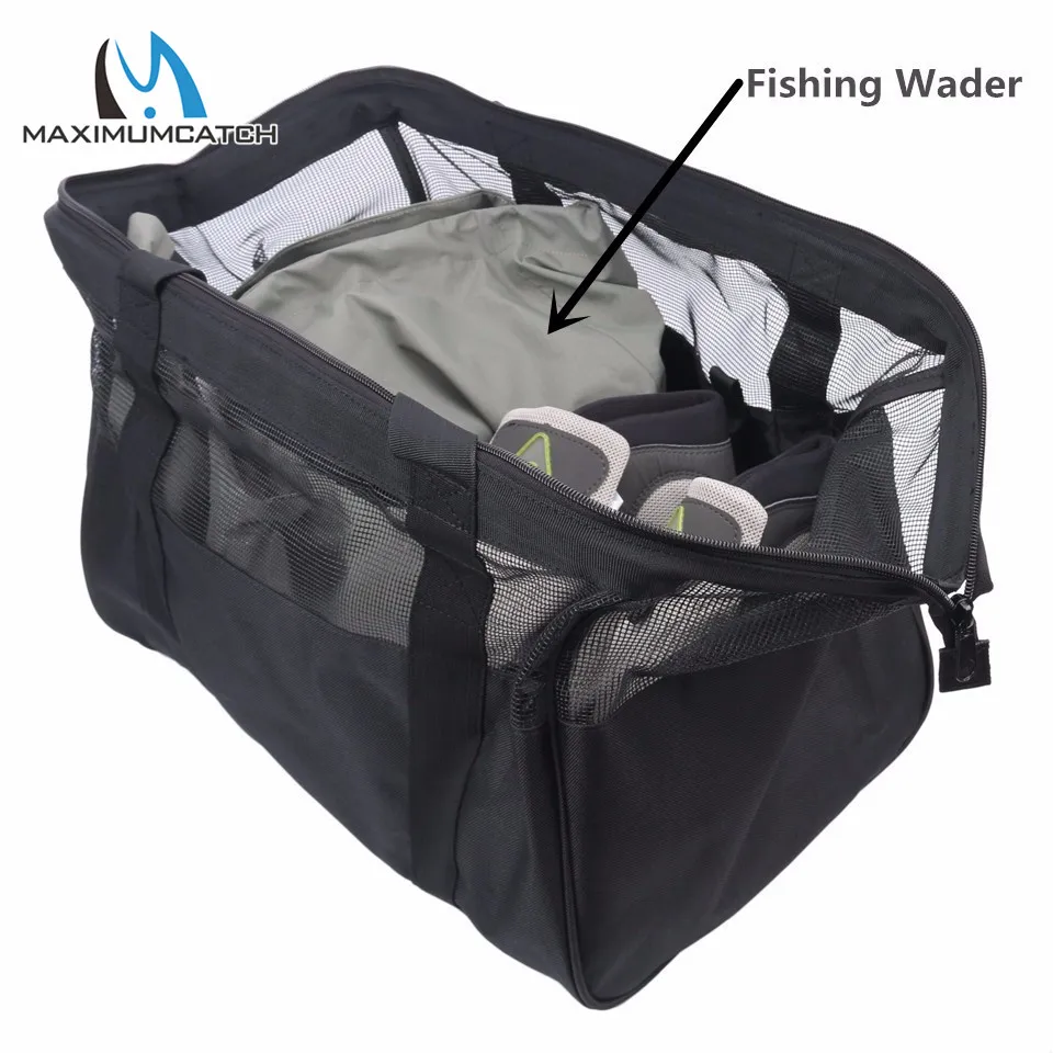 Bolsa para vadear de pesca Maximumcatch con cambiador, bolsa para pesca con mosca con ventilación de malla de PVC, 45x30x30cm (17,72x11,81x11,81 pulgadas) - imagen 2
