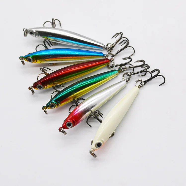 Mini señuelo de pesca, cebo tipo lápiz, 5cm/3,7g, flotador Artificial, señuelos brillantes, anzuelos triples, cebos duros para lubina, 1 pieza en oferta - imagen 4